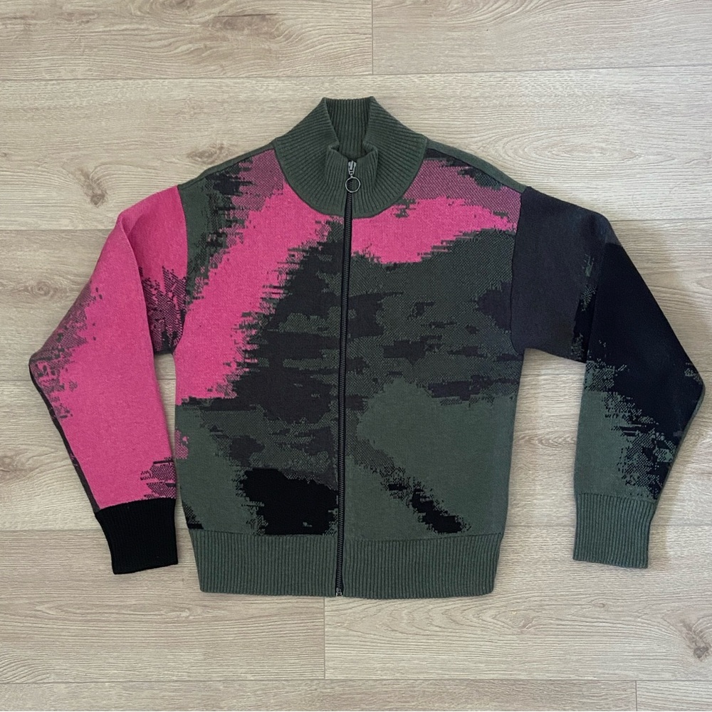 NIC+ZOE Pink and Green Knit Cardigan-XS